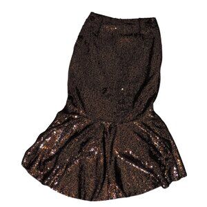 Gianni Bini Black & Gold Sequin Mermaid Midi Skirt — NWT Size 0
